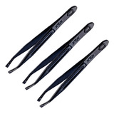 Pinça Sobrancelha Preta Profissional Nzx Mega Xzn - 3unid. Cor Preto Liso
