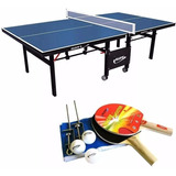 Ping Pong Tenis Mesa Paredao 1084 + Kit Raquetes Rede 5030