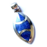 Pingente Antigo Prata De Lei Com Pedra Natural Lápis Lazuli