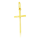 Pingente Cruz Ouro 18k Crucifixo Palito Espelhado Liso