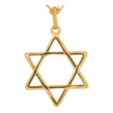 Pingente Estrela De Davi Banhado A Ouro 18k Medalha Israel