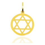 Pingente Estrela De Davi Em Ouro 18k Polida 18mm Grande Cor Amarelo