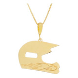 Pingente Motociclista Capacete Banhado A Ouro 18k