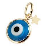 Pingente Olho Grego Banhado Em Ouro 18k - Amuleto Proteção Cor Dourado
