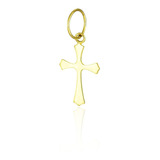 Pingente Ouro 18k Cruz Crucifixo 10mm Lisa Espelhada