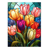 Pintura Com Diamantes - Diy 5d Strass Tulipas Flores 30x40cm