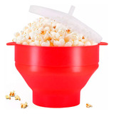 Pipoqueira Silicone Balde Para Pipoca De Microondas Sem Óleo Cor Vermelho