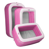 Piscina Inflável Retangular 302 Litros Infantil Rosa Vg Plus