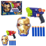 Pistola Nerf Lança Dardos Com Máscara Homem De Ferro