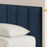 Placa Adesiva Cabeceira Cama Casal Box Estofada Quarto Cores Cor Azul