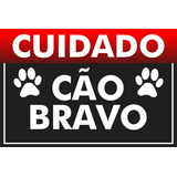 Placa Advertência Cuidado Cão Bravo 20x30