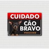 Placa Advertência Cuidado Cão Bravo Pinscher 20x30