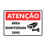 Placa Área Monitorada 24 Horas Câmera 30x20cm
