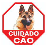 Placa De Advertência Cão Bravo Para Pastor Alemão Kit 3 Unid