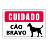 Placa De Sinalização Cuidado Cão Bravo 20x15 Cm - Pictograma