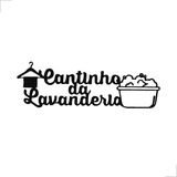 Placa Decorativa Cantinho Da Lavanderia Roupas 40x13cm Preto