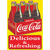 Placa Decorativa Coca Cola Amarela Propaganda Antiga Pack 6