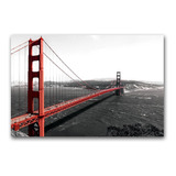 Placa Decorativa Golden Gate Vermelha Preto E Branco 20x30 Cidade