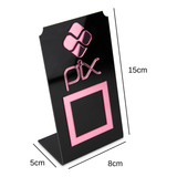 Placa Pix Qr Code Display Para Pagamentos Acrílico Preto Cor Preto E Rosa