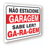 Placa Proibido Estacionar Divertida - Sabe Ler - Garagem 