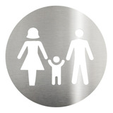Placa Sinalização Banheiro Família Aço Inox 430 Escovado
