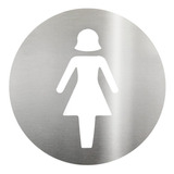 Placa Sinalização Banheiro Feminino Aço Inox Escovado