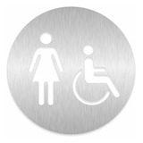 Placa Sinalização Banheiro Feminino E Cadeirante Aço Inox