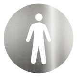 Placa Sinalização Banheiro Masculino Aço Inox Escovado