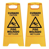 Placa Sinalizadora Cavalete Informativo Piso Molhado Kit 2un