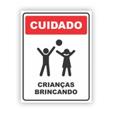 Placa Sinalizadora Cuidado Crianças Brincando 39x50cm