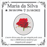 Placa Túmulo Homenagem Branca Formato 20x20cm Foto Colorida