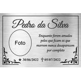 Placa Túmulo Homenagem Inox Escovado 25x15cm Foto Colorida
