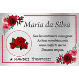 Placa Túmulo Homenagem Prata Formato 30x10cm Foto Colorida