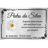 Placa Túmulo Homenagem Prata Formato 30x20cm Foto Colorida