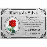 Placa Túmulo Homenagem Prata Formato 30x20cm Foto Colorida