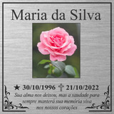 Placa Túmulo Homenagem Prata Formato 30x30cm Foto Colorida