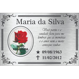 Placa Túmulo Homenagem Prata Formato 70x45 Cm Foto Colorida