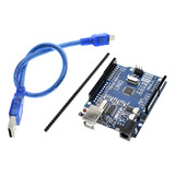 Placa Uno Rev3 R3 Atmega328 Smd + Cabo Usb + Pinos