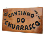 Placas Decorativas Em Madeira Maciça Entalhada Churrasco