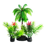 Planta Artificial Tropical Floral Coqueiro Aquário Decoração