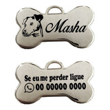 Plaquinha Identificação Osso Nome Telefone Pug Raças Pet
