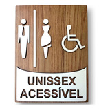 Plaquinha Para Banheiro Acessível Wc Sanitário Pcd Mdf 3mm Unissex Acessível