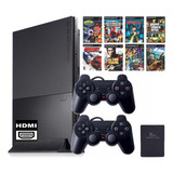 Playstation 2 Ps2 Slim Completo + 02 Controles + 60 Jogos! Com Hdm!