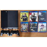 Playstation 4 Fat 512gb + 2 Controles Originais, 6 Jogos E Cabo Hdmi