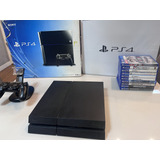 Playstation Ps4 500gb Preto + 10 Jogos + 1 Controle + Torre De Carregamento
