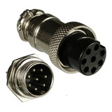 Plug Conector Metálico Gx16 Para Painel - 8 Pinos Mike 