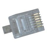 Plug Conector Rj-11 6x6 Vias Telefone Ks / Interfones 10-pçs