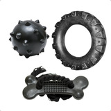 Pneu Preto G + Bolinha Cravo 75mm + Osso Higiênico Cachorro