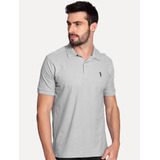 Polo Aleatory Masculina Piquet Inner Contrast Cinza