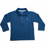 Polo Básica Manga Longa Azul Petróleo Bd